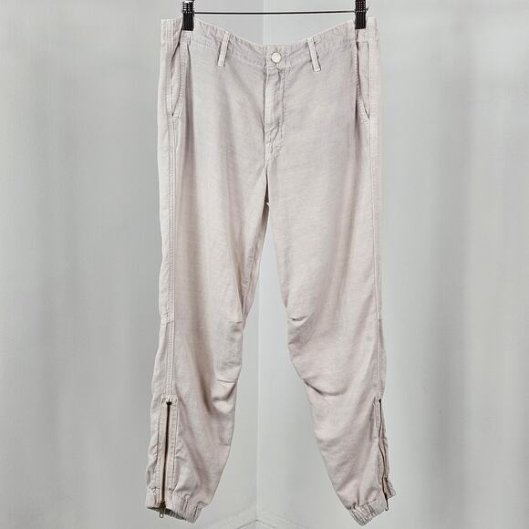 Mother Misfit Crop Ankle Jogger Mid-Rise Pants in Stone Khaki | Women's 26 - Picture 2 of 16